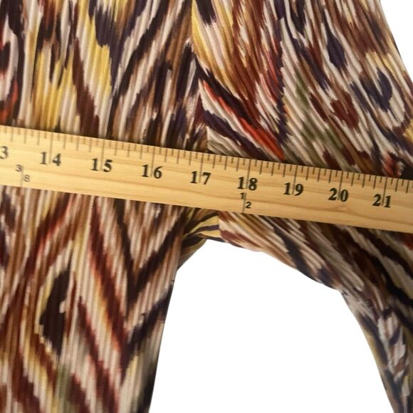 Essentials Milano PM Ikat Retro Trippy Hippie Long Sleeve Flutter Button Blouse‎ - Picture 8 of 9